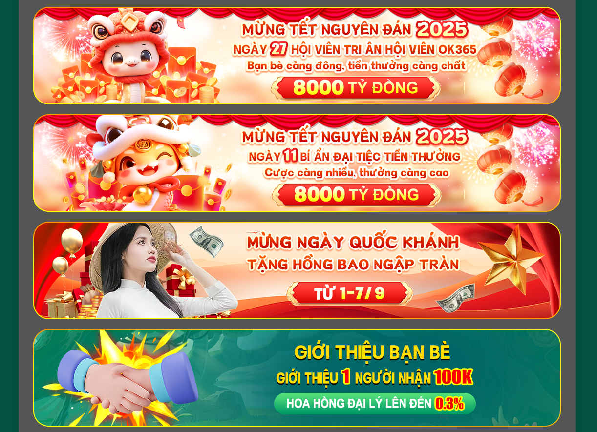 Các chương trình khuyến mãi OK365 cập nhật liên tục